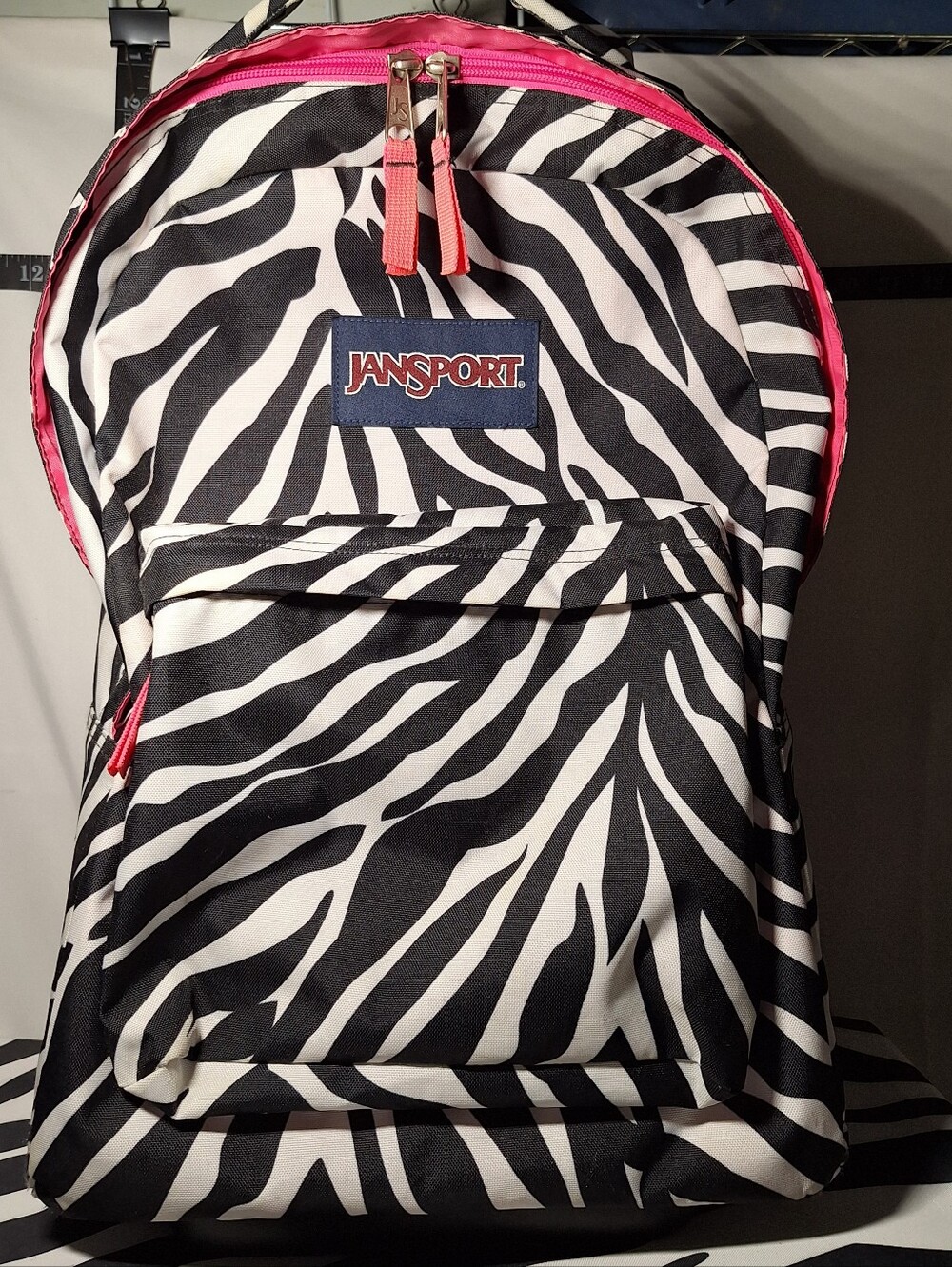 Jansport Rolling Backpack, Black & White Zebra Stripes w/Pink Accents